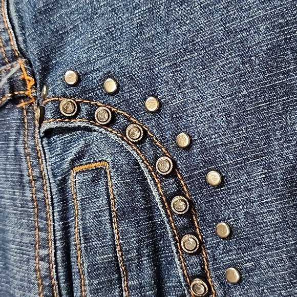 Y2k Hip Jeans Rhinestone Pocket Blue Jean jorts Juniors Size 15 - Picture 5 of 7
